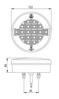 Dasteri LED 3-funktion R&uuml;ckleuchte