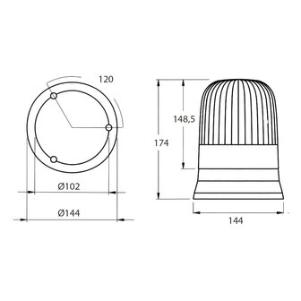 Dasteri Halogen Rundumleuchte Magnet 24V