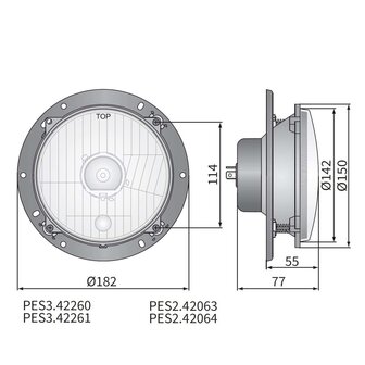 Wesem Hauptscheinwerfer H4 &Oslash;182x77 + Montageplatte