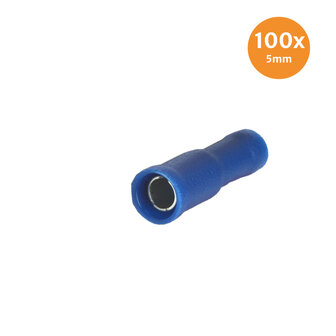 Rundsteckh&uuml;lse Vollisoliert Blau 5mm (1,5-2,5mm) 100 St&uuml;ck
