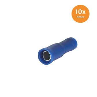Rundsteckh&uuml;lse Vollisoliert Blau 5mm (1,5-2,5mm) 10 St&uuml;ck