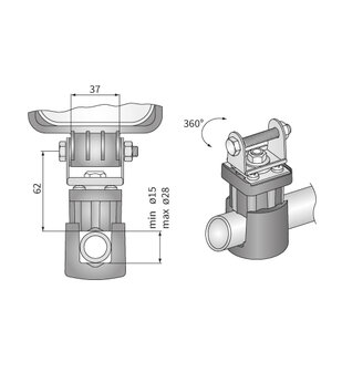 Wesem Arbeitslampenklemme 3D drehbar &Oslash;15-28mm