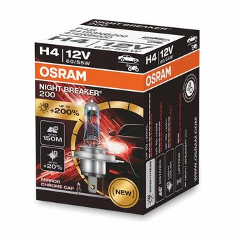 Osram H4 Halogen Birne 12V 60/55W P43t Night Breaker 200