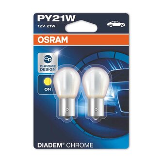 Osram PY21W Gl&uuml;hbirne 12V 21W Diadem Chrome BAU15s 2 St&uuml;ck