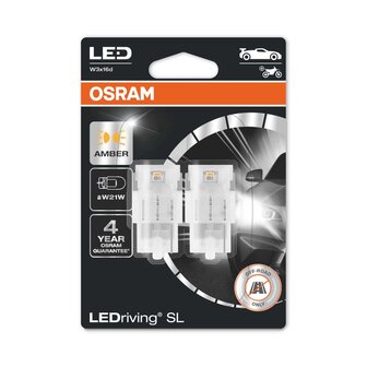 Osram W21W LED Retrofit Orange 12V W3x16d 2 St&uuml;ck | OFF-ROAD ONLY