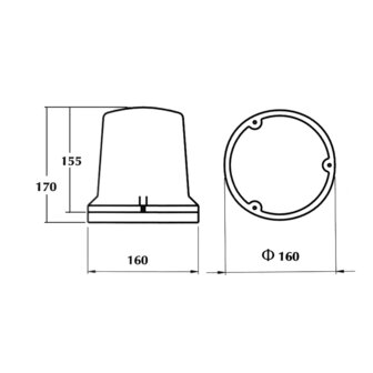 Dasteri Halogen Rundumleuchte Flache Montage 12V