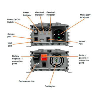 Osram 12V 600W POWERinvert PRO Pure Sine Wave Inverter OEINVPAR6 RCD