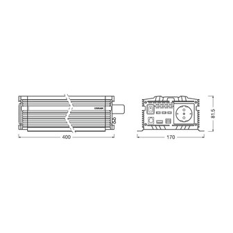 Osram 12V 1000W POWERinvert PRO Modified Sine Wave Inverter OEINVMA10