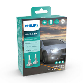 Philips H3 LED Hauptscheinwerfer 12/24V 12W 2 St&uuml;ck