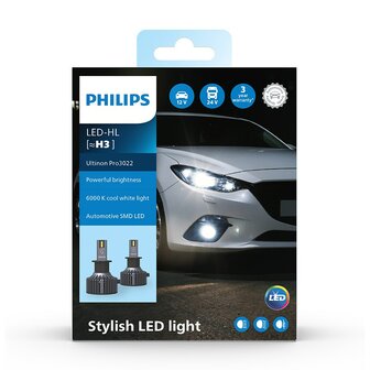 Philips H3 LED Hauptscheinwerfer 12&ndash;24V Ultinon Pro3022 Set