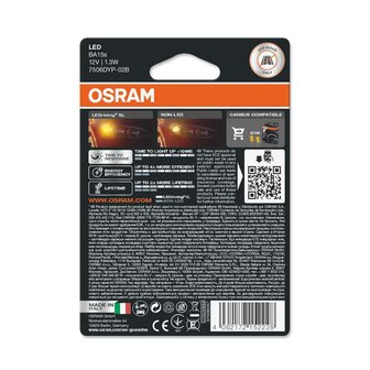 Osram P21W LED Retrofit Orange Satz BA15s 12 volt