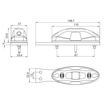 Dasteri LED Positionsleuchte 3-Funktionen 10-30V