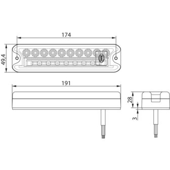 Dasteri LED R&uuml;ckleuchte Rechteckig 4-Funktionen Rechts