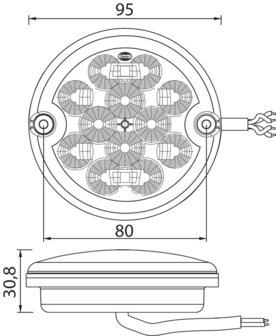 Dasteri LED R&uuml;ckleuchte 3-Funktionen