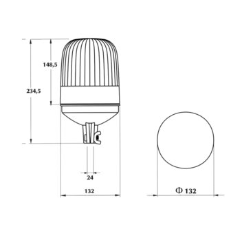 Dasteri Halogen Rundumleuchte DIN Montage 24V