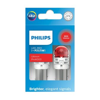 Philips P21/5W LED Retrofit Rot 12V BAY15d 2 St&uuml;ck