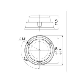 Horpol LED Rundumleuchte Flache Montage Orange LDO-2663 R/F