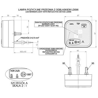 Horpol LED Positionsleuchte Wei&szlig; Eckig 12-24V LD 096