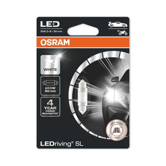 Osram C5W LED Retrofit 36mm Wei&szlig; 12V SV8.5-8 | OFF-ROAD ONLY