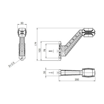 Horpol Dragon LED Begrenzungsleuchte 3-Funktionen Schr&auml;g Kurz Links