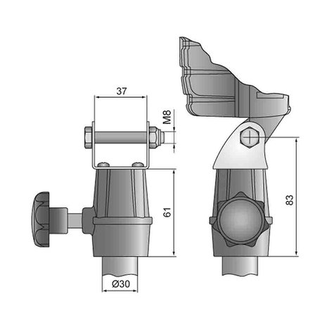Der Griff kompatibel mit DIN14640 Standard (für Ø30 mm Durchmesser)