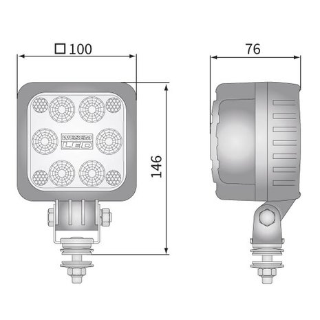 Wesem LED Arbeitsscheinwerfer 10-60 Volt 2000LM + Kabel