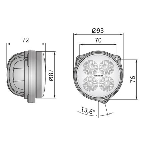 Wesem LED Breitstrahler 1500LM + Kabel + FF Lichtscheibe