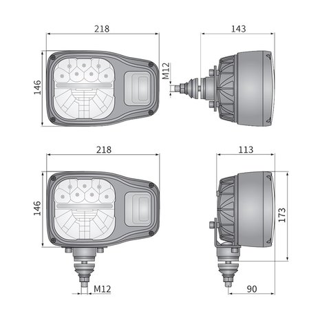Wesem LED Hauptscheinwerfer mit Blinker AMP-Superseal Links K7