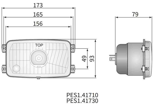 Wesem Hauptscheinwerfer 173x93x79mm + 4-Punkt-Befestigung