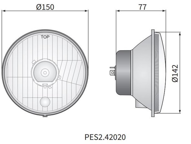 Wesem Hauptscheinwerfer H4 Ø150x77 Metallgehäuse