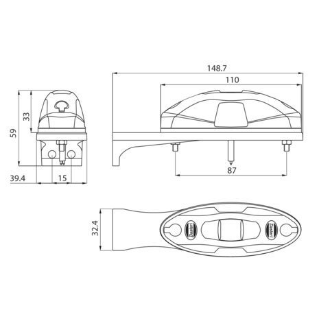 Dasteri LED Positionsleuchte 3-Funktionen 10-30V