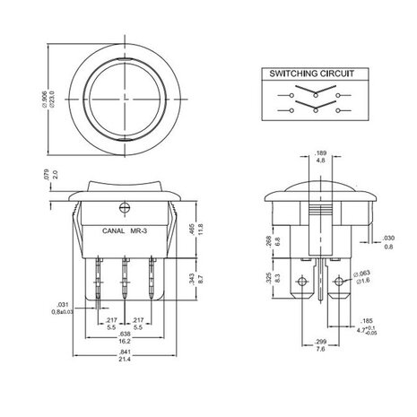 Einbau momentaner Schalter Rund 250V 10A An-Aus