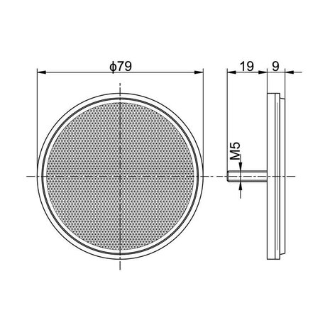 Horpol Reflektor Rund M5 Bolz Ø79mm Rot