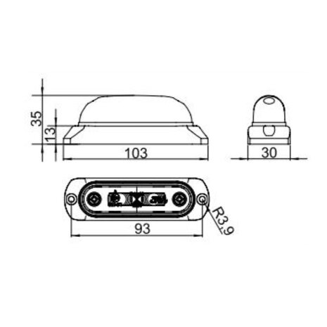 Horpol LED Positionsleuchte Weiß Oval + Gummi Aufbau LD-377