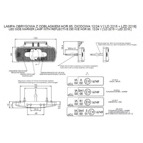 Horpol LED Positionsleuchte Rot 12-24V + montagehalterung LD 2221