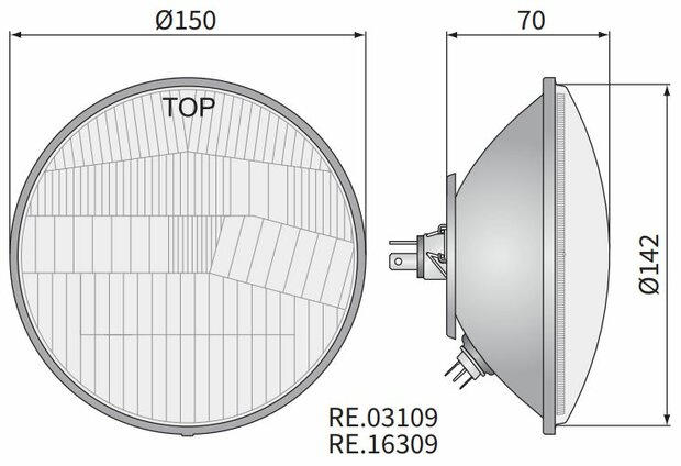 Wesem Hauptscheinwerfer H4 Ø150x86 Metallgehäuse