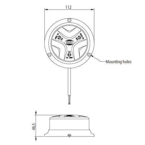 Dasteri LED Rundumleuchte Flache Montage Rot