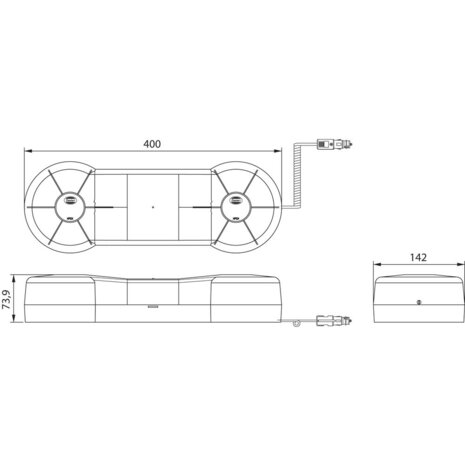 Dasteri Led mini Warnbalk Magnet Rot