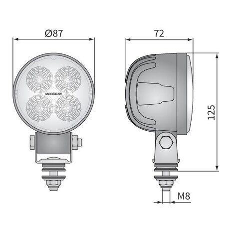 Wesem LED Fernscheinwerfer 1500LM + Kabel