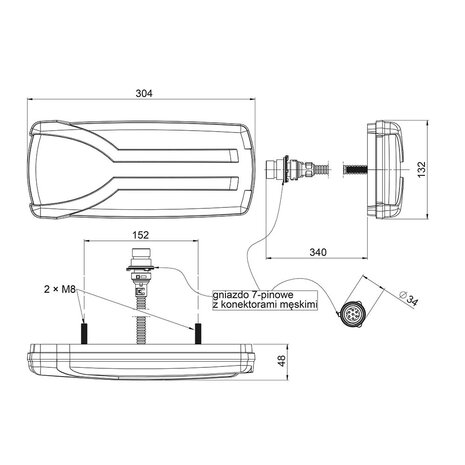 Horpol LED Rückleuchte Rechts Carmen LZD 2305 + 7-pins Stecker