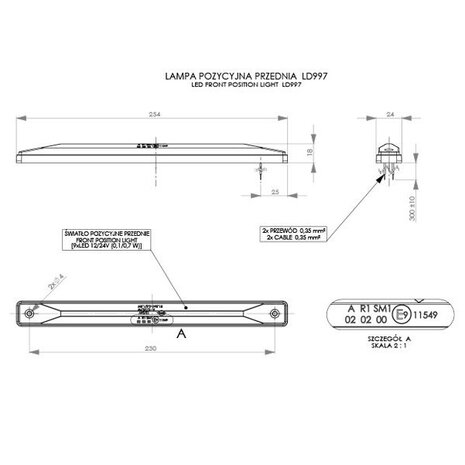 Horpol LED Postionsleuchte Weiß Extra Lang LD-997