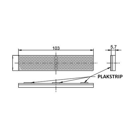 Rechteckiger Reflex - Reflektor Weiss 103x21mm