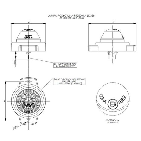 Horpol LED Postionsleuchte Weiß Rund LD-358