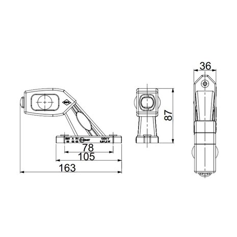 Horpol LED Begrenzungsleuchte 3-Funktionen Horizontaal R