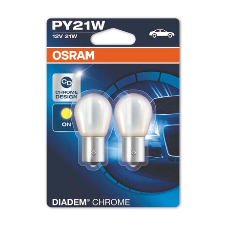 Osram PY21W Glühbirne 12V 21W Diadem Chrome BAU15s 2 Stück