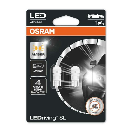 Osram W5W/WY5W LED Retrofit Orange 12V W2.1x9.5d 2 Stück