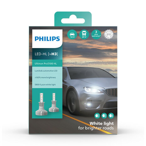 Philips H3 LED Hauptscheinwerfer 12/24V 12W 2 Stück