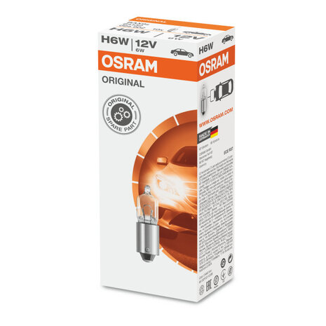 Osram H6W Halogen lampe BAX9s 12V Original Line 10 Stück