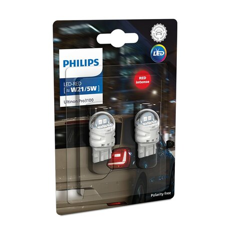 Philips LED Retrofit W21/5W Rood 12V 2 Stuks