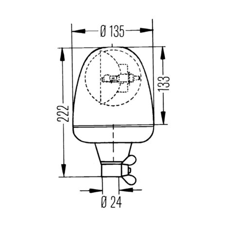 Hella Halogen Rundumleuchte 24V Orange DIN Halterung | 2RL 006 846-011